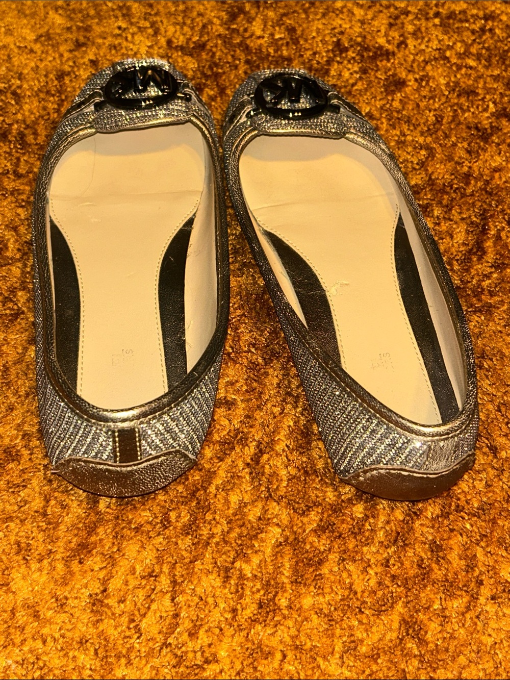 Michael Kors Silver Glitter MK Medallion Flats - Picture 2 of 6